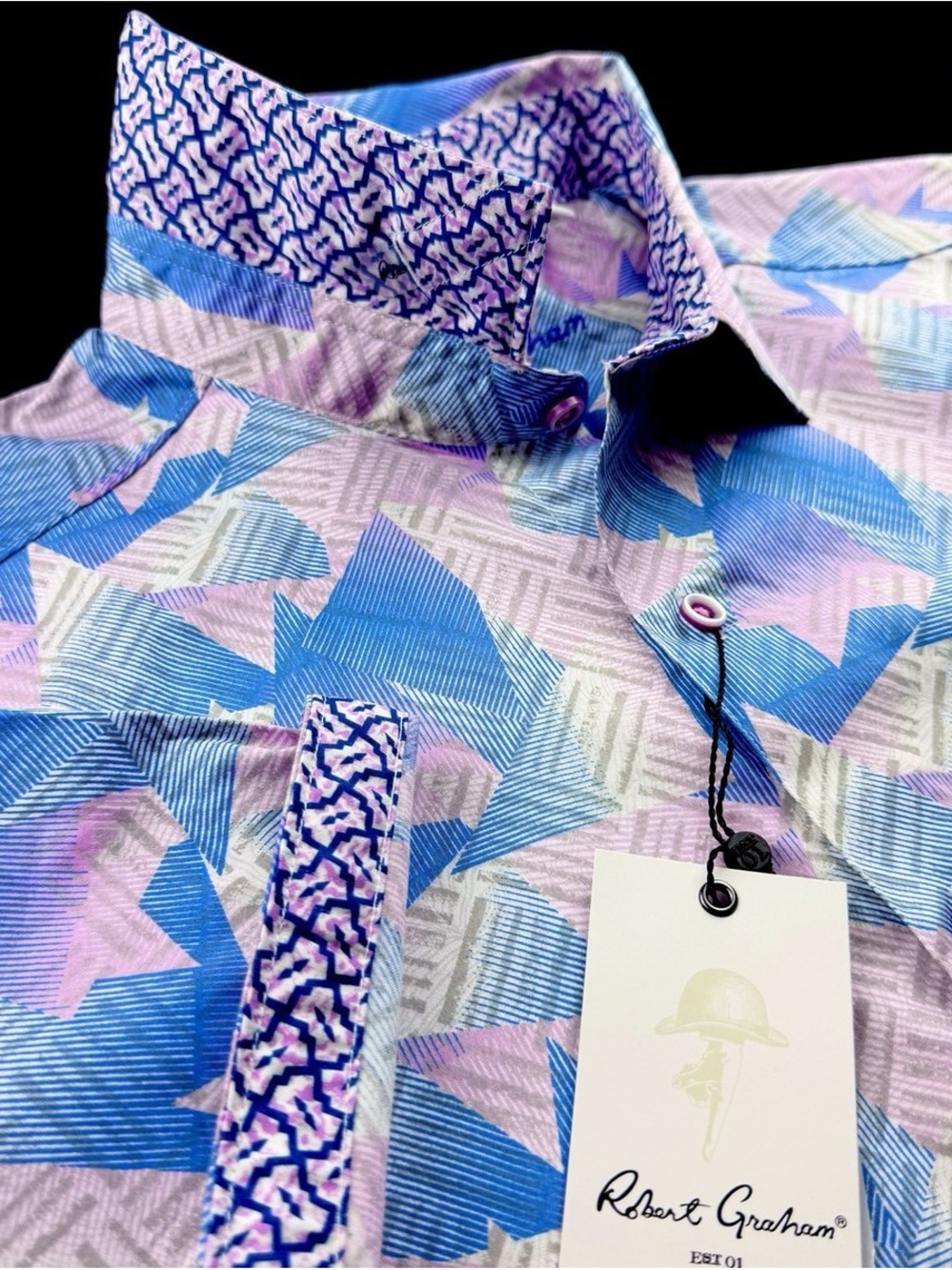 Robert Graham Men’s Geometric Prismatic Colorful Button-Down Shirt Small